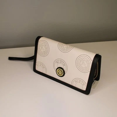 NWT Anne Klein Logo White w/ Black Trim Zip Around Wallet/Clutch - Image 1 of 4