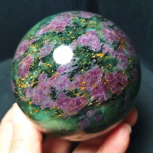 RARA sfera di cristallo rubino verde nonna lucida naturale 600 g guarigione C747 - Foto 1 di 16