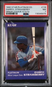 1990 STAR PLATINUM EDITION #118 DARRYL STRAWBERRY MINOR LEAGUE STATS PSA 7 - Picture 1 of 2