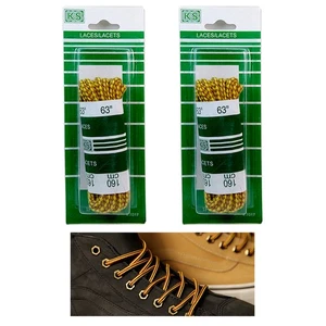 2 Paar runde Stiefelschnürsenkel Schnürsenkel gelb braun Wandern Arbeit Spaziergang Sicherheitsschuhe 63" - Bild 1 von 1