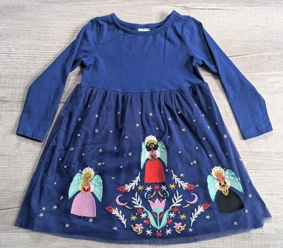 Hanna Andersson Girls Blue Embroidered Angels Tulle Character Dress 3T Christmas - Image 1 of 4