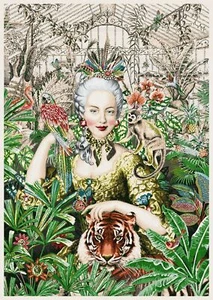 Stoff Wandbild Panel Polyester Baumwolle Gobelin Antoinette Orangerie 100 x 70 - Bild 1 von 1
