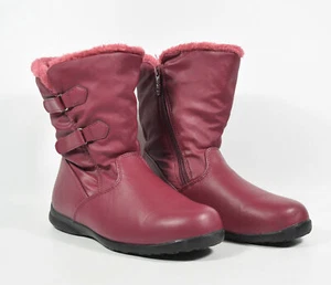 Botas de nieve forradas de piel sintética vintage Totes cremallera lateral arándano talla 9 M - Imagen 1 de 8