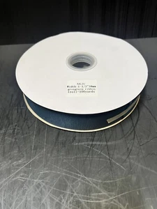Navy Blue Satin Ribbon 38mm Reel Double Sided 92 metre Roll New Craft Hamper Etc - Picture 1 of 4
