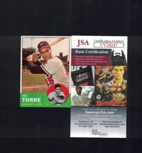 Joe Torre Milwaukee Braves Signed 1963 Topps Baseball Card JSA - Picture 1 of 2