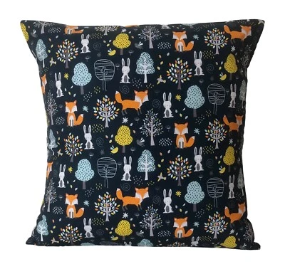 Scandinavian Style Forest Friends Fox Rabbits Novelty Cushion Cover 16” 18” - Image 1 of 4