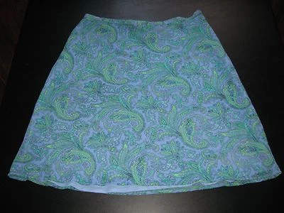 EVAN PICONE PETITE Skirt 12 P Paisley Blue Greens Flared Hem EUC    (03:qq-4) - Image 1 of 4