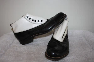 Stacy Adams Shoes High Top with Studs Spats Leather Two Tone Black White SZ 9.5 - Picture 1 of 12