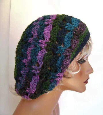 TURQUESA AZUL MARINO MULTICOLOR HOLGADO RASTA BAGGIE HOLGADO GORRO SOMBRERO BOHO HIPPIE Foto 1 de 4