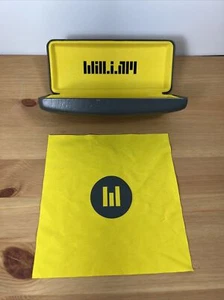 Will.i.am Will I AM Glasses Case Grey Yellow Logo Hard Clamshell Eye Storage - Picture 1 of 4