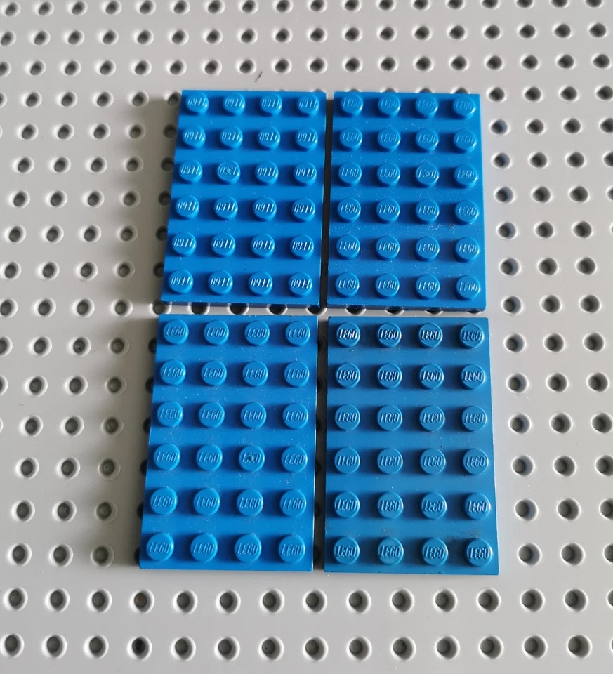 LEGO Platte Bauplatte Basisplatte flach 4 stk blau 4x6 blue Plate 3032 R2 - Bild 1 von 1