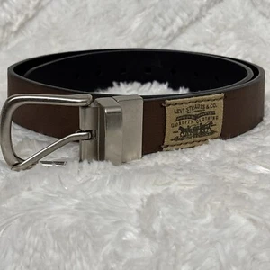 Levi Strauss Youth Boys Reversible Black/brown Belt Faux Leather Size M 26-28 - Picture 1 of 7