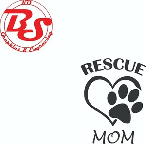 6" Rescue Mom Heart Paws Combo Vinyl Decal Puppy Dog Love Pet Parent Claws noBS - Picture 1 of 2