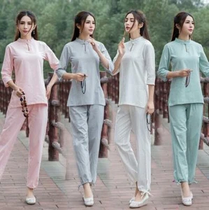 Mujeres Artes Marciales Chinas Kung Fu Traje Wushu Tai Chi Yoga Conjunto Uniforme Pantalón y torso - Imagen 1 de 16