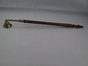 Messing Kerzenleuchter lang Holzgriff Landhaus Boho 14 cm Vintage - Bild 1 von 7