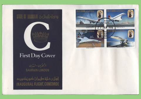 Bahrain 1976 Concorde set on First Day Cover Cover
