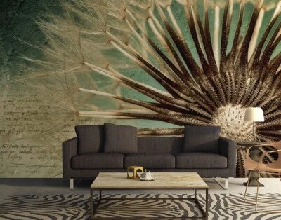 Dandelion bedroom wallpaper 366x254cm botanical seeds giant wall mural - Image 1 of 4