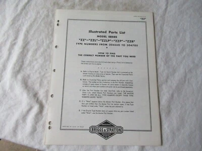 Briggs & Stratton ZZ ZZL ZZLP ZZP ZZR engine parts list catalog manual - Image 1 of 3