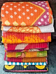 Vintage Handmade Multicolor Kantha Quilts,Reversible Throws Wholesale Lot of 100 - Picture 1 of 14