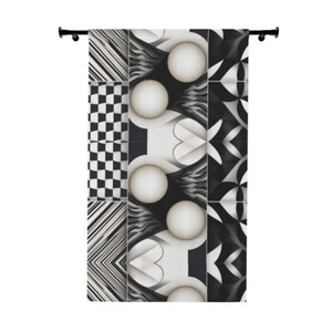 Window Curtains (1 Piece) Clean Bold Geometric Patterns in Black and white - Picture 1 of 5