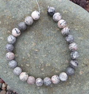 Zebra Jasper Round Beads, 13" Strand, 24 beads, 15mm beads - Picture 1 of 8