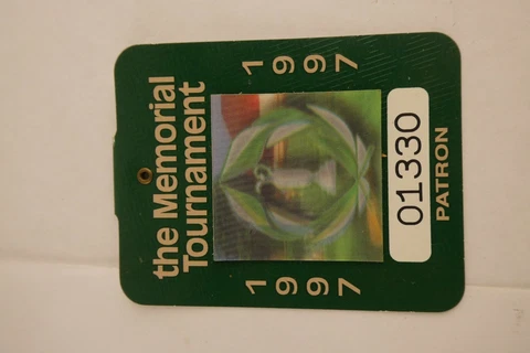 1997 Memorial Day Tournament Patron Ticket Badge Pin Vijay Singh Winner Cover