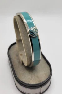 Coach Brand Womens Stainless Bangle Bracelet Turquoise Blue Accent  - Picture 1 of 13