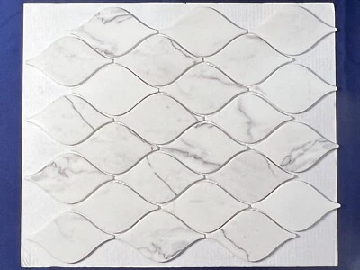 S51 White/Grey Leaf Eco Glass Mosaic Tile Kitchen Bathroom Polished, 7 sheets - Image 1 of 4