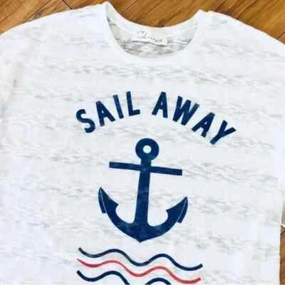 Vintage Havana sweater sailor beach anchor nautical coastal waves white large - Image 1 of 4