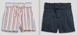 NWT Gap Kids Girl's Paperbag-Waist High Rise Shorts, Navy, Multi strip, Sz L(10) - Picture 1 of 3