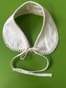 Vintage Detachable Dickie White Collar Bib Cotton Tie 1940s 1950s 1960s - Picture 1 of 4
