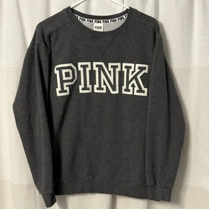 Sudadera Pullover ROSA Cuello Redondo Gris Spellout Para Mujer Talla Mediana - Imagen 1 de 3