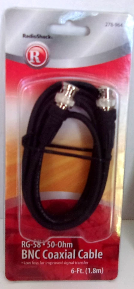 Radio Shack #278-964 BNC Coaxial Cable RG-58 50 Ohm 6ft    NEW - Image 1 of 1