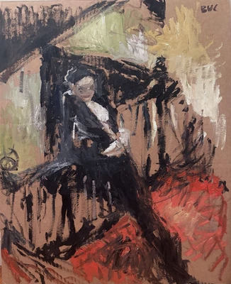 Óleo sobre cartón 22”x27” Mujer Gótico Boudoir Figura Cubista Arte Original Foto 1 de 3