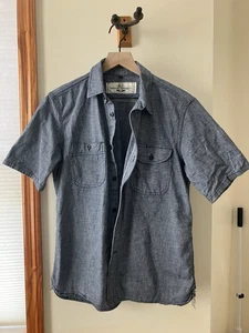 Rogue Territory Shirt Mens Large Blue Chambray Selvedge Workshirt Short Sleeve - Picture 1 of 6