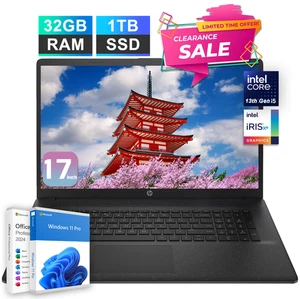 2025 HP 17 Laptop Computer HD+ 13th Gen Intel i5 32GB RAM 1TB SSD Office 2024Pro - Picture 1 of 11