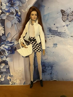 New White Leather Coat, White Top, Checkered Skirt, Accessories, Free Gift 🎁 - Image 1 of 4