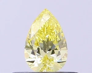 .34 Ct Pear Fancy Intense Yellow Lab Grown Diamond IGI Certified 6-3.6x2.2 mm - Picture 1 of 4