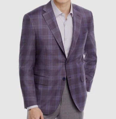 Blazer Traje Chaqueta Abrigo Deportivo Canali Italia Hombres Púrpura Lana a Cuadros Talla 50S Foto 1 de 3