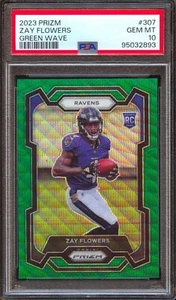 2023 Panini Prizm Zay Flowers Green Wave Prizm #307 Zay Flowers PSA 10 Ravens - Picture 1 of 2
