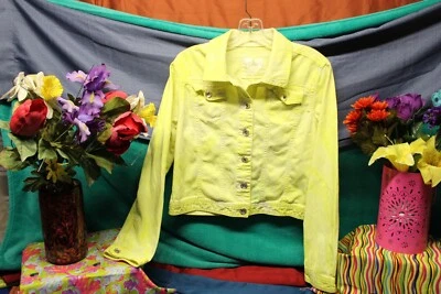Chaqueta vaquera amarilla Justice Premium para niña grande talla 18 abrigo retro envío gratuito Foto 1 de 4