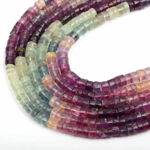 13 Inch Strand 5 MM Beautiful Multi Fluorite Faceted Wheel Shape Gemstone Beads - Picture 1 of 6