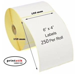100 x 150 mm étiquettes thermiques directes AVEC PERF 250 / rouleau Zebra Toshiba 4 x 6, - Photo 1/3