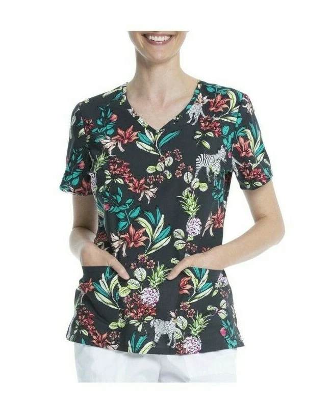 Scrubstar Women's Premium V-Neck Novelty Print Medical Scrub Top - Image 1 of 1