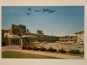 Vintage 60s TraveLodge Motel Postcard Downtown Provo Utah Roadside America Cars - Picture 1 of 6
