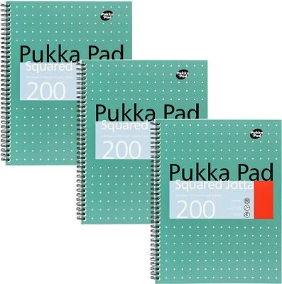 Pukka Pads (PACK OF 3) Squared Jotta Wirebound Notebook 80GSM Paper 200 Pages