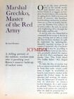 MARSHAL GRECHKO, 'Master of the Red Army' : Original 1970 Magazine Cutting