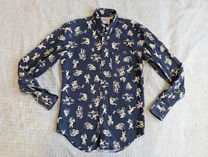 Camicia Nuda Famosa Adulto Piccola Blu Slim Tessuto Giapponese Bottoni Rana Cammello - Foto 1 di 14