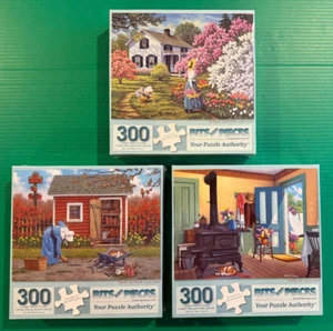 3 Teile 300 Teile Puzzle Bauernhof Landleben Garten Blumen John Sloane - Bild 1 von 9