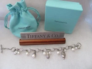 Tiffany & Co. Iridesse Pearl Link Chain Toggle Sterling Silver Charm Bracelet - Picture 1 of 10
